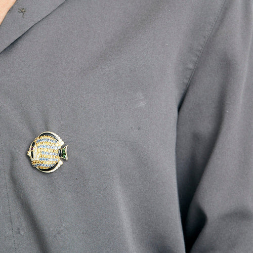 Broche Jean Vitau - Ravissante Broche Poisson en or jaune, saphirs de couleurs et tourmaline 58 Facettes DV16301-6