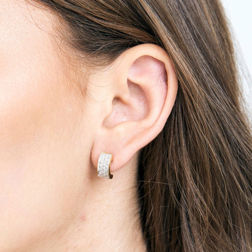 Boucles d'oreilles Paire de boucles d'oreilles en or jaune et or gris et diamants 58 Facettes DV0665-6