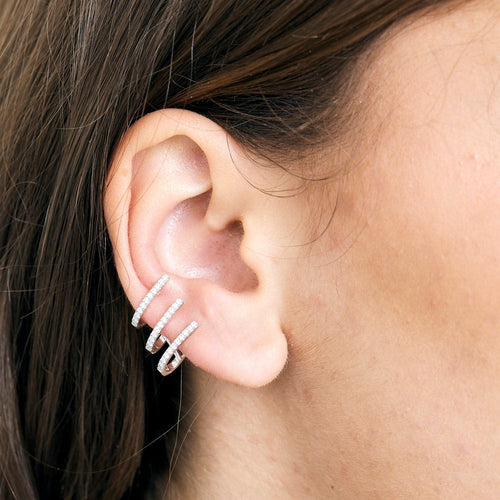 Boucles d'oreilles MESSIKA - Multi-Créoles Gatsby en or gris et diamants 58 Facettes DV15694-2