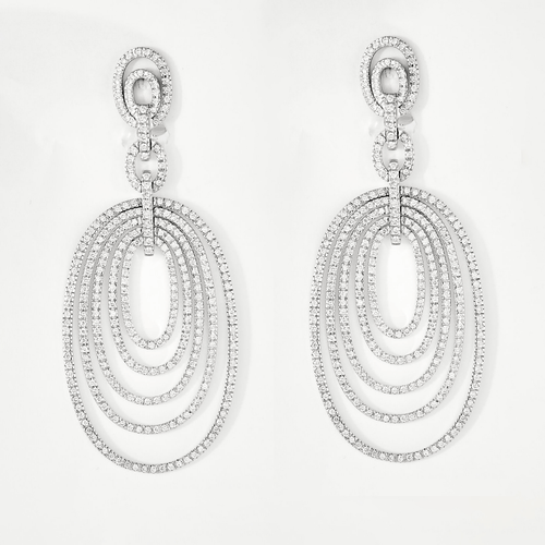 Boucles d'oreilles Boucles d'oreilles girandoles en or blanc et diamants 58 Facettes DV16301-5