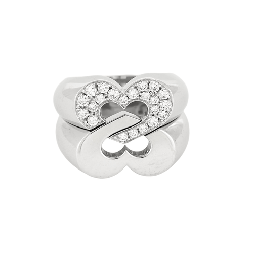 Bague 55 POIRAY - Sceau de coeurs - Bague en or blanc et diamants 58 Facettes DV15694-1