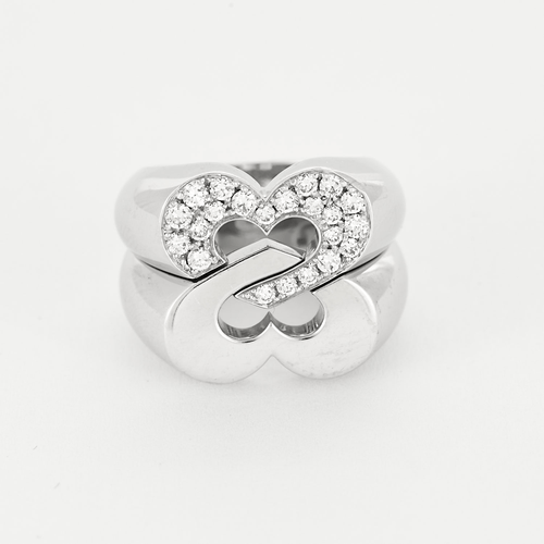 Bague 55 POIRAY - Sceau de coeurs - Bague en or blanc et diamants 58 Facettes DV15694-1
