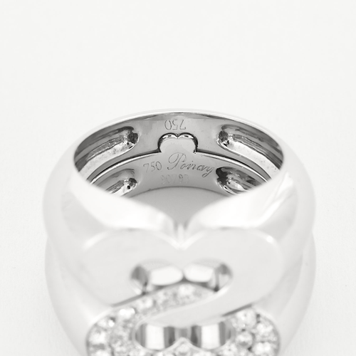Bague 55 POIRAY - Sceau de coeurs - Bague en or blanc et diamants 58 Facettes DV15694-1