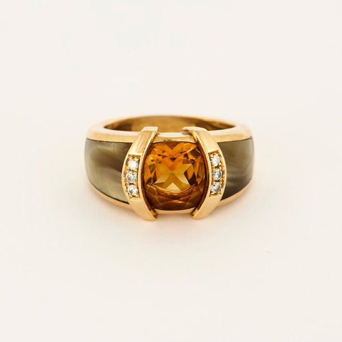 Bague 53 Bague en or jaune citrine , diamants et nacre 58 Facettes DV14317-2
