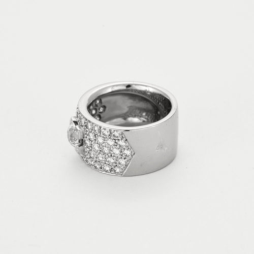 Bague 52 Bague bandeau en or blanc et diamants 58 Facettes DV16044-1