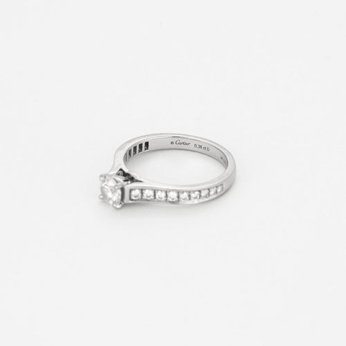 Bague 47 CARTIER - Solitaire en platine et diamants 58 Facettes DV14911-1