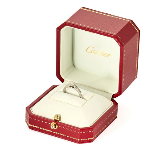 Bague 47 CARTIER - Solitaire en platine et diamants 58 Facettes DV14911-1