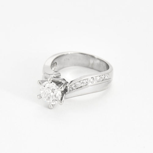 Bague 53 Bague solitaire en or gris et diamants 58 Facettes DV0165-11