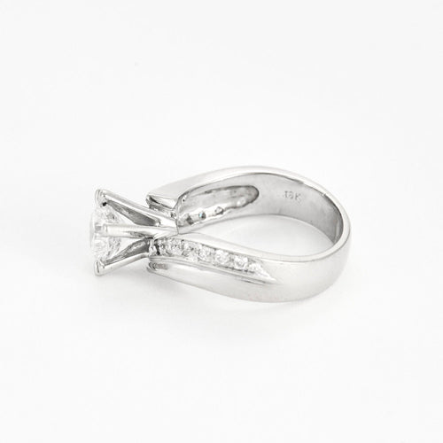 Bague 53 Bague solitaire en or gris et diamants 58 Facettes DV0165-11