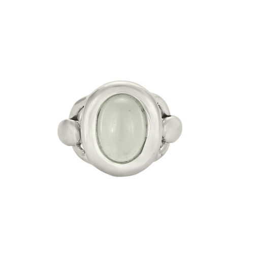 Bague 54 POIRAY - Indra - Bague en or gris et calcédoine bleue 58 Facettes DV15542-1