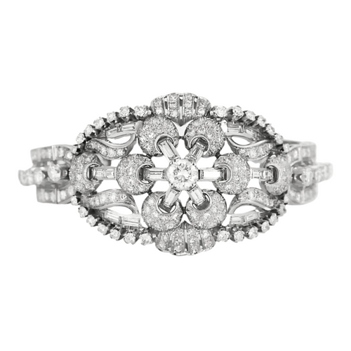 Bracelet Bracelet manchette articulé Rétro en platine et diamants 58 Facettes DV12721-7