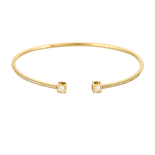 Bracelet Dinh Van - Bracelet le cube, or jaune et diamants. Moyen modèle 58 Facettes DV16479-1