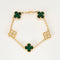 Bracelet VAN CLEEF & ARPELS - Bracelet Vintage Alhambra 5 motifs, or, diamants et malachite 58 Facettes DV0830-19