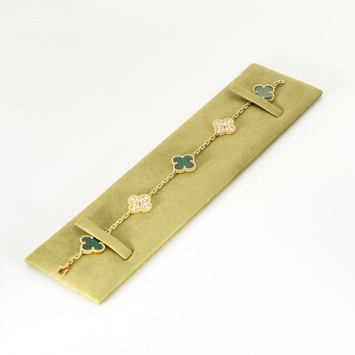 Bracelet VAN CLEEF & ARPELS - Bracelet Vintage Alhambra 5 motifs, or, diamants et malachite 58 Facettes DV0830-19