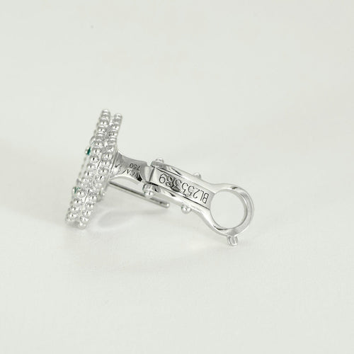 Boucles d'oreilles VAN CLEEF & ARPELS - Boucles d'oreilles Vintage Alhambra or blanc et turquoise 58 Facettes DV0830-23