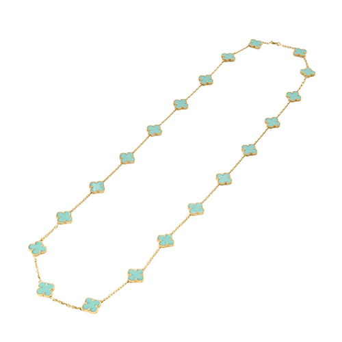 Collier VAN CLEEF & ARPELS - Sautoir Vintage Alhambra en or jaune et turquoise 58 Facettes DV0830-25