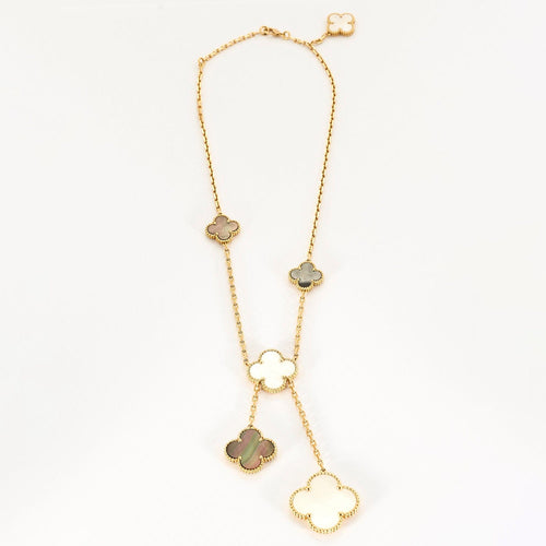 Collier VAN CLEEF & ARPELS - Magic Alhambra – Collier six motifs en or jaune, nacre et onyx. 58 Facettes DV17159-2
