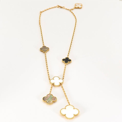 Collier VAN CLEEF & ARPELS - Magic Alhambra – Collier six motifs en or jaune, nacre et onyx. 58 Facettes DV17159-2