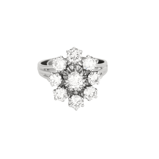 Bague 57 Bague marguerite en platine, or blanc et diamants 58 Facettes DV17088-1