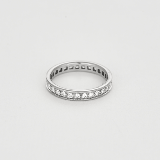 Bague 51 CARTIER - Alliance en or gris et diamants 58 Facettes DV15916-1