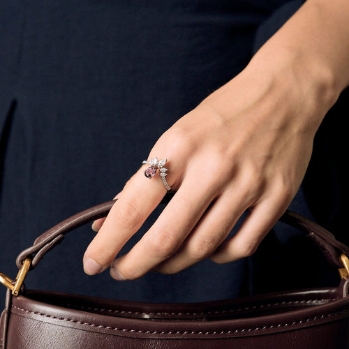 Bague 55 Bague Aigrette en or gris , tourmaline et diamants 58 Facettes DV3760-7