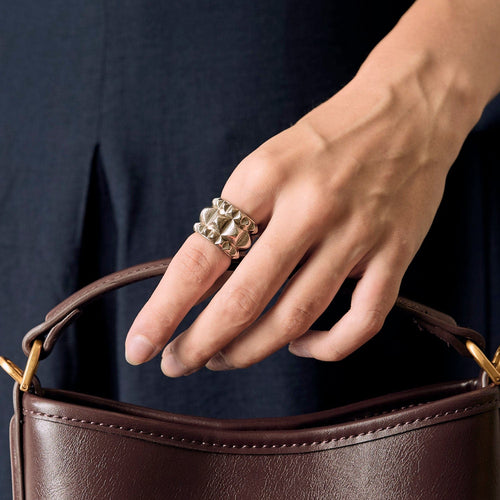 Bague 51 HERMES - Bague clouté en Argent 58 Facettes DV17381-1-51-3