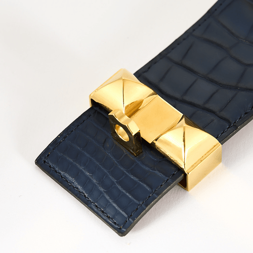 Bracelet HERMES - Medor - Bracelet manchette en cuir et métal doré 58 Facettes DV17381-4