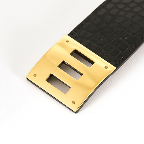 Bracelet HERMES - Kelly Twist grand modèle - Bracelet manchette cuir et métal doré 58 Facettes DV17381-2