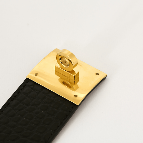 Bracelet HERMES - Kelly Twist grand modèle - Bracelet manchette cuir et métal doré 58 Facettes DV17381-2