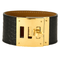 Bracelet HERMES - Kelly Twist grand modèle - Bracelet manchette cuir et métal doré 58 Facettes DV17381-2