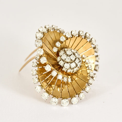 Broche Van Cleef & Arpels - Rare Broche Tourbillon en platine et or jaune, diamants. 58 Facettes DV17241-1