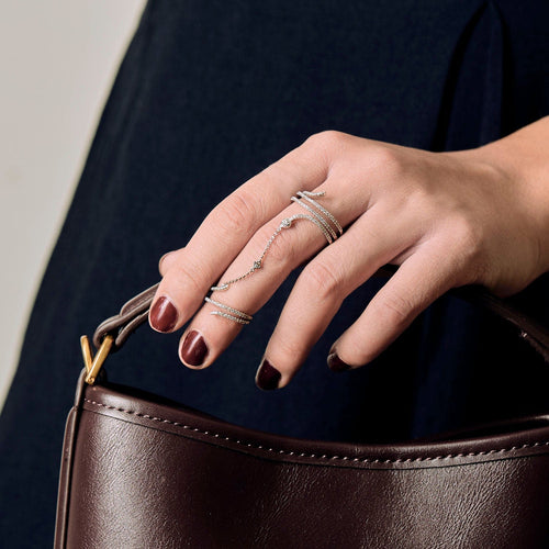 Bague 56 Double bague serpent en or blanc et diamants 58 Facettes DV17385-3-56-3