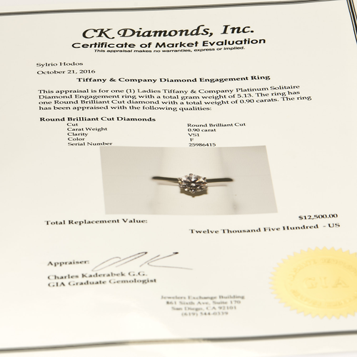 TIFFANY & CO - Bague solitaire platine et diamant