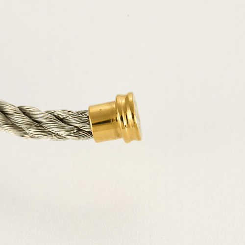 Bracelet FRED - Force 10 - Bracelet en or jaune et cordon en acier 58 Facettes DV17381-7