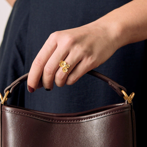 Bague 58 Claire de Divonne - Bague Fleur en or jaune et diamants taillés en rose. 58 Facettes DV3020-27