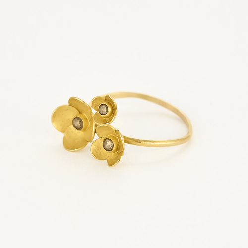 Bague 58 Claire de Divonne - Bague Fleur en or jaune et diamants taillés en rose. 58 Facettes DV3020-27