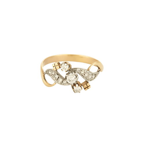 Bague 52 Bague en or jaune, or blanc et diamants 58 Facettes DV15331-2-52-1