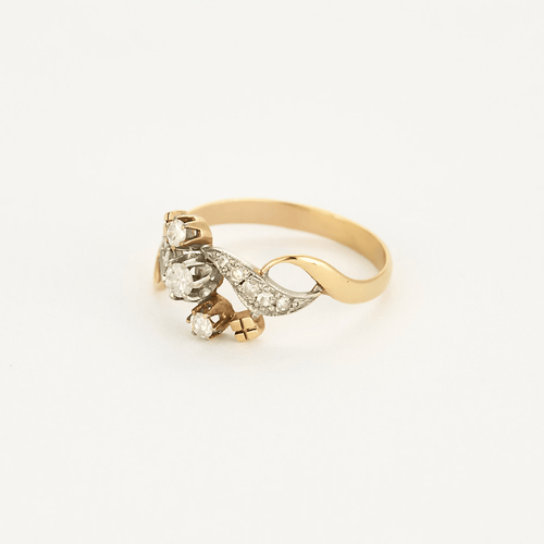 Bague 52 Bague en or jaune, or blanc et diamants 58 Facettes DV15331-2-52-1