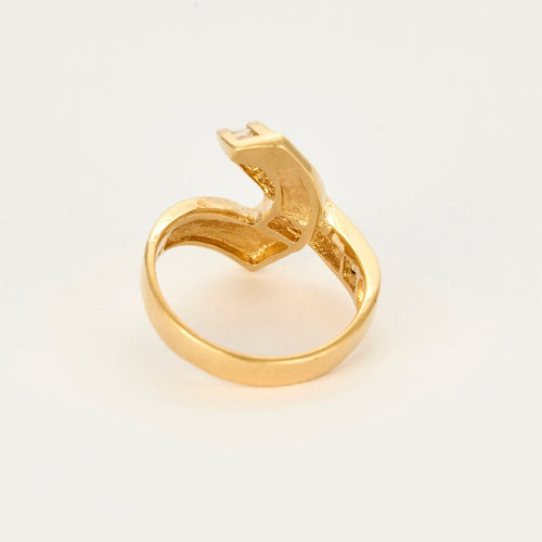 Bague 53 Bague moderniste en or jaune et diamants 58 Facettes DV17164-1