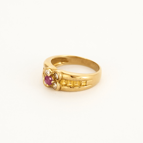Bague 52 Bague en or jaune à motif de fleurs, saphir rose, jaunes et diamants 58 Facettes DV0542-4-52-1