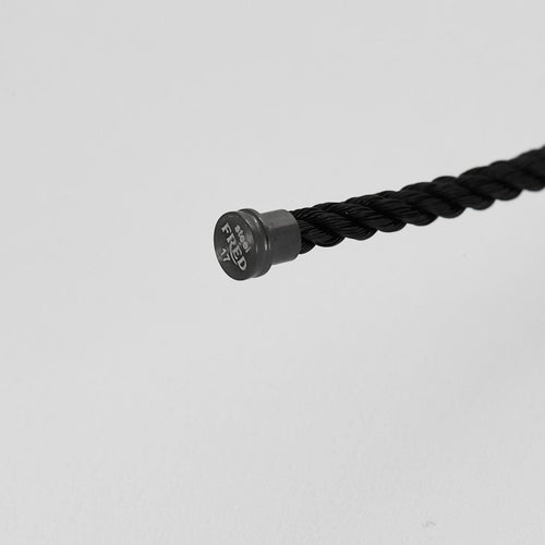 Bracelet FRED - FORCE 10 - Moyen  modèle - Bracelet en or blanc et cordon torsadé noir 58 Facettes DV18274-1