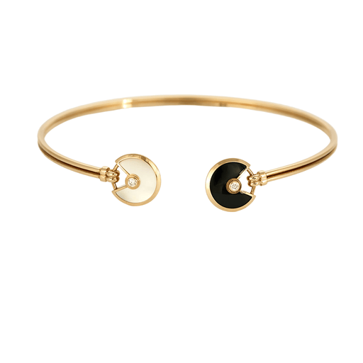 Bracelet CARTIER - Amulette - Bracelet jonc ouvert en or rose, onyx, nacre et diamants 58 Facettes DV18320-2