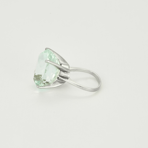 Bague 49 Bague cocktail en or blanc et importante Aigue-Marine 58 Facettes DV18467-1-49-2