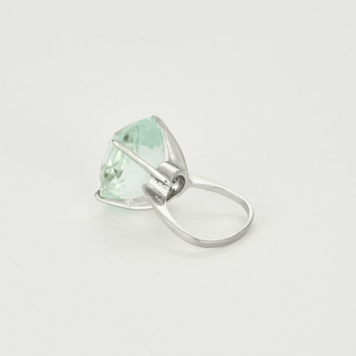 Bague 49 Bague cocktail en or blanc et importante Aigue-Marine 58 Facettes DV18467-1-49-2