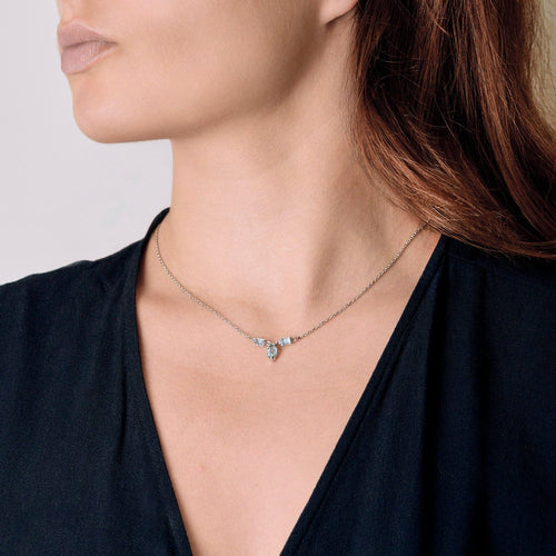 Collier Collier or blanc et aigue-marine 58 Facettes DV17401-1