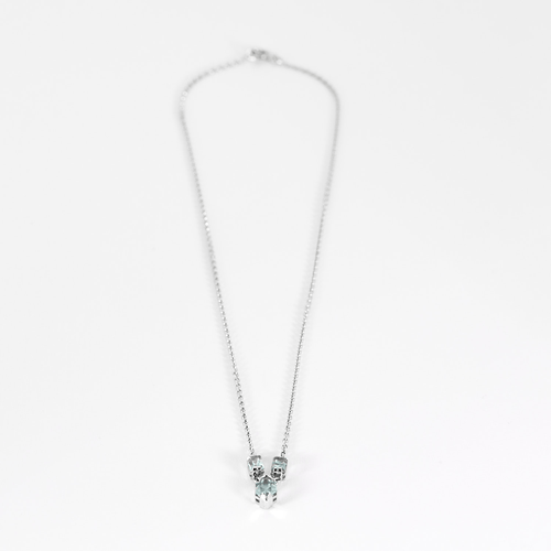 Collier Collier or blanc et aigue-marine 58 Facettes DV17401-1