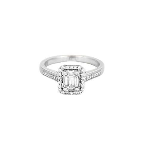 Bague 52 Bague solitaire en or blanc et diamants 58 Facettes DV18458-1-52-1