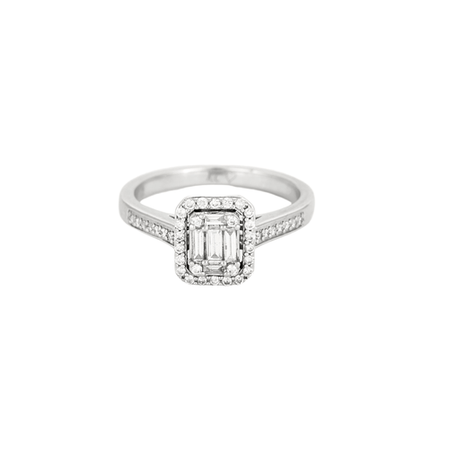 Bague 52 Bague solitaire en or blanc et diamants 58 Facettes DV18458-1-52-1