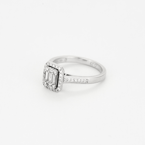 Bague 52 Bague solitaire en or blanc et diamants 58 Facettes DV18458-1-52-1
