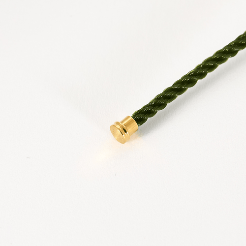 Bracelet FRED - FORCE 10 - Moyen modèle - Bracelet en or jaune et cordon torsadé en acier vert 58 Facettes DV18445-7